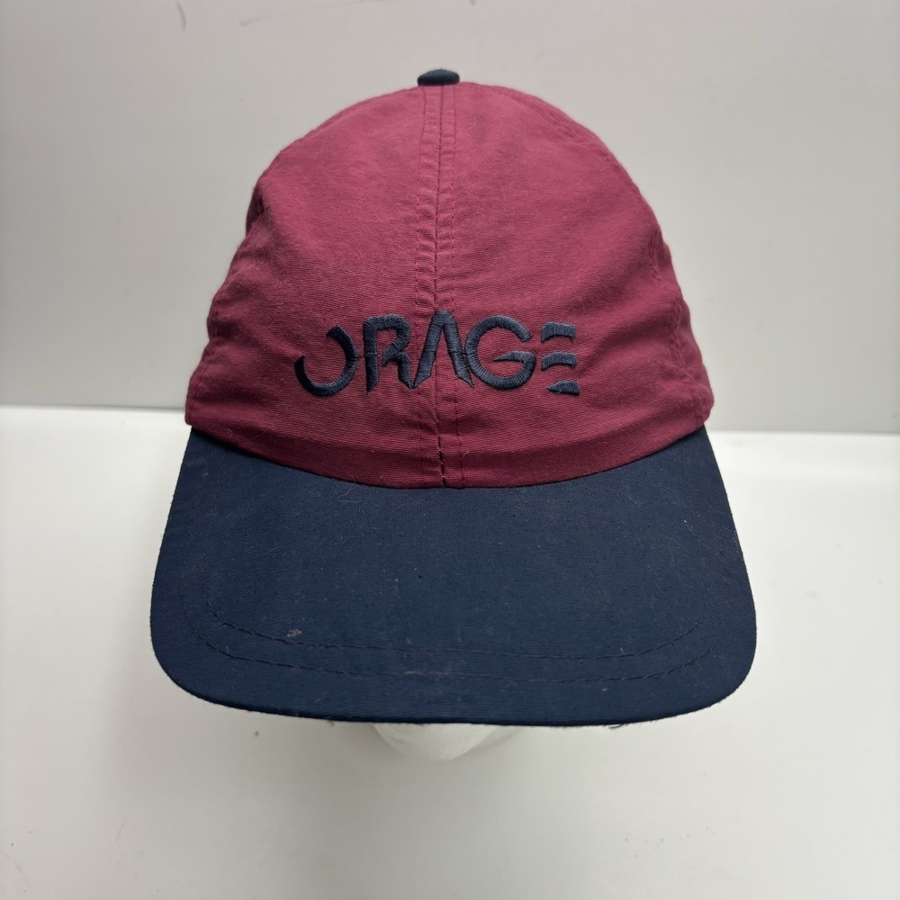 VTG Orage Strapback Hat Burgundy Navy Embroidered Logo Outdoor 90s Skater Y2K QC